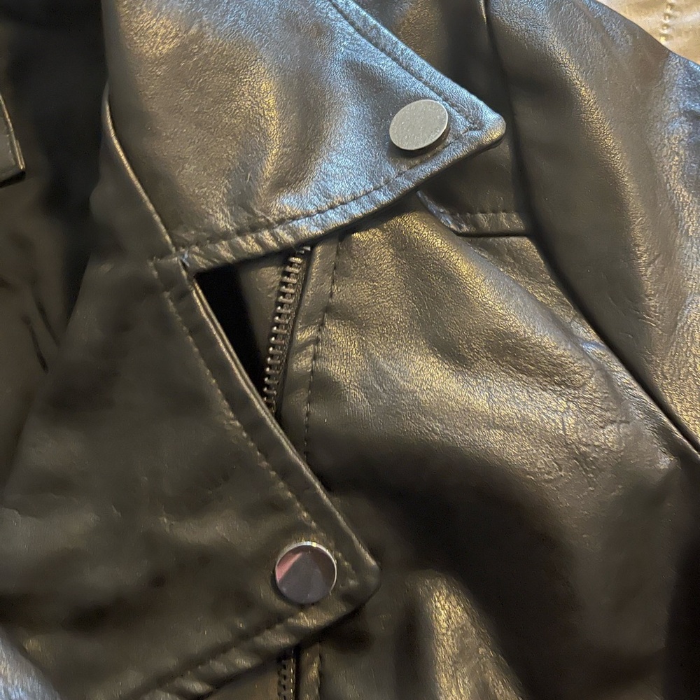 Elodie faux black leather jacket. Medium